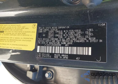 2005 Lexus Rx 330 from USA, damaged, VIN JTJGA31UX50050598